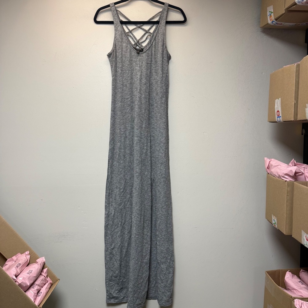 Express Maxi Dress Women Small Gray Excellent Strappy Back V-Neck Heathered